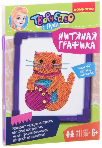 Набор ВВ1698 д/творчества Картина из ниток КОТЕНОК